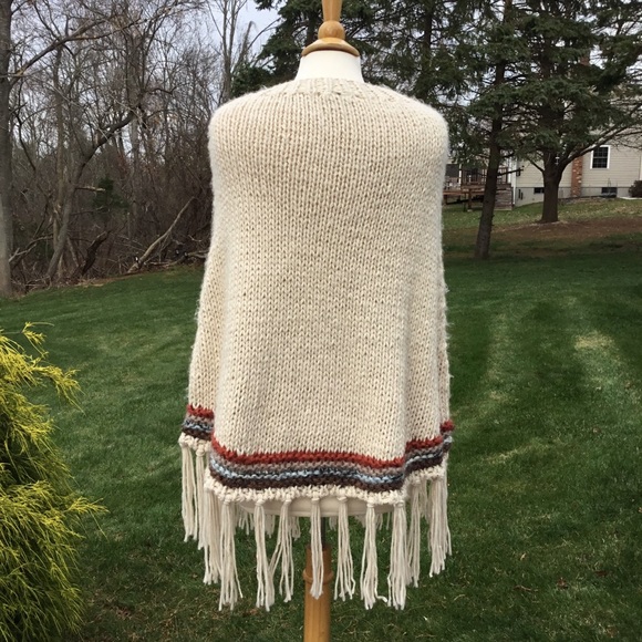Coco + Carmen Sweaters Coco Carmen Knit Fringe Sweater Aztec Poncho